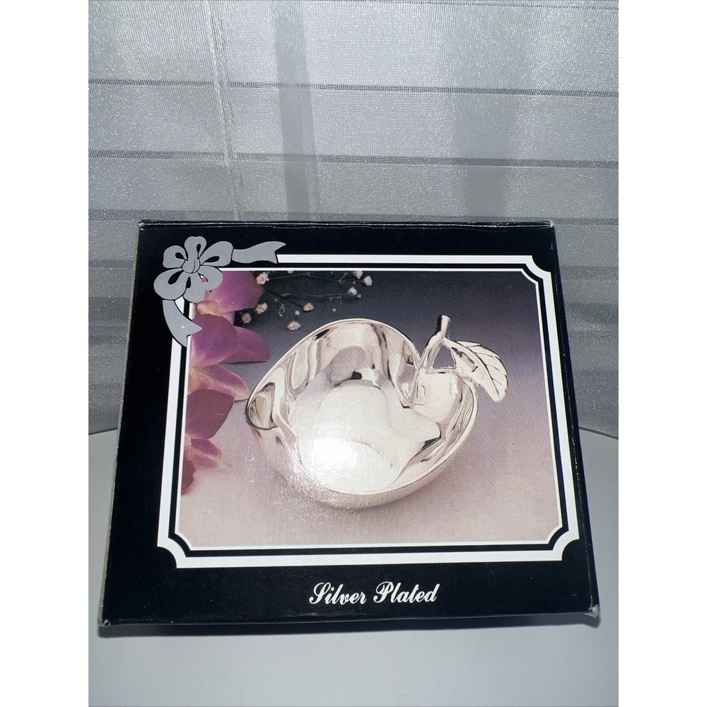 Brand New Silver Plated Apple Shaped Tray/Dish Sealed In Package Fingerhut Gift